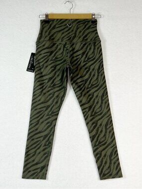 Evolution and Creation green zebra print leggings NWT